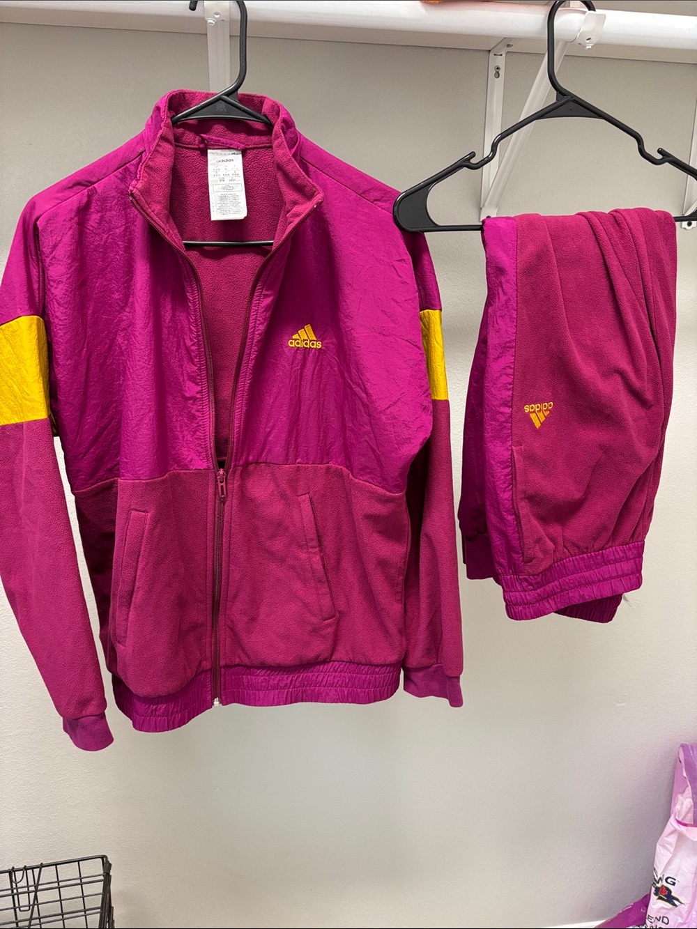 adidas Kids Magenta & Yellow Track Jacket and Pants Set